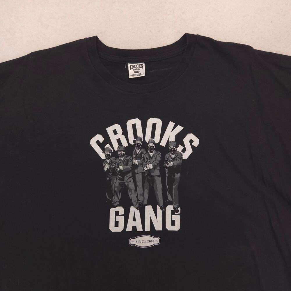Crooks & Castles Casual Crew Neck Graphic T Shirt Mens Size 2XL Black 16335